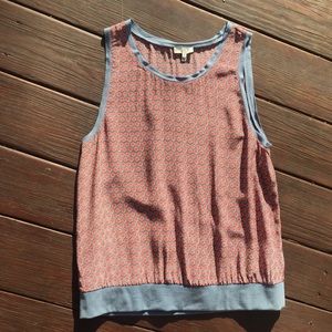 ☀️Joie Red Geometric Print Sleeveless Blouse Top